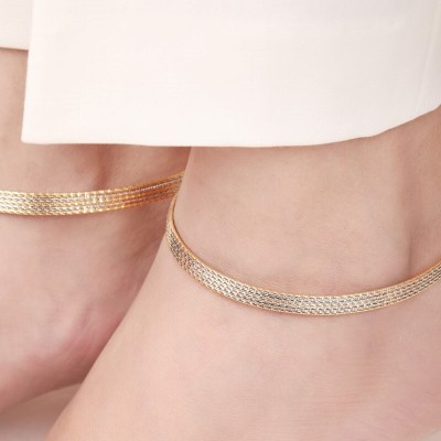 ZAVYA Dual Plated Layered Radiance 925 Sterling Silver Anklet(Pack of 2)