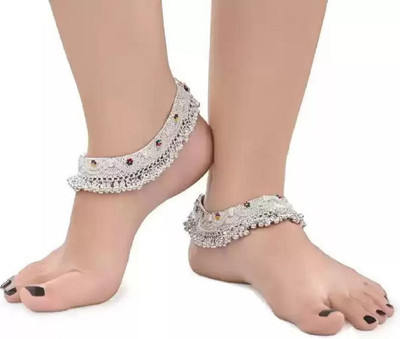 SHUCHI PAYAL Traditional Ethnic Heavy Fancy work Payal/Pajeb (Pack of 2) Alloy Anklet