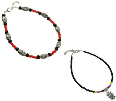 HIGH TRENDZ Combo pack of 2 Single Leg Beads Alloy Anklet(Pack of 2)
