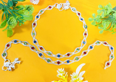 SONU SELECT Beautiful Silver Plated Bridal Payal For Women One Pair Alloy Anklet