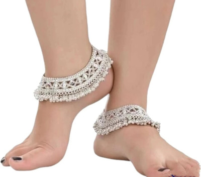 BhoriwalAndSons Gota Chandi Royal Look Double Ghungroo Payal Sterling Silver Anklet Alloy Anklet(Pack of 2)