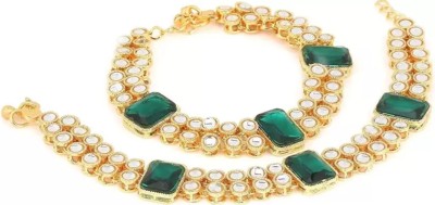 CATALYST PAYAL : 22 GREEN SQUARE KUNDAN Alloy Anklet