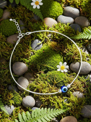 925 SILLER 925 Pure Silver Evil Eye Anklet| Payal Sterling Silver Anklet