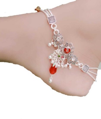 Pihoo Enterprise TRENDY WOMEN'S ANKLET RED Payal 2 - 06 Alloy Anklet(Pack of 2)