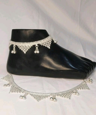 LAKSHYA COLLECTIONS Traditional designer silver plated anklets (9.5 inches length) Alloy Anklet