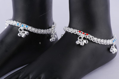 SRRE 10.5-inch trending anklet Silver Anklet(Pack of 2)