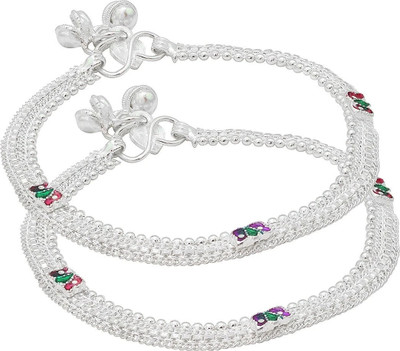 LAKSHYA COLLECTIONS Traditional designer silver plated anklets (9.5 inches length) Alloy Anklet