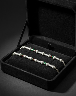 Footride Tradition Glow Silver Payal Pair for Women and Girls Alloy Anklet