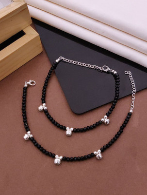 SHIVAY FASHION HUB KHODALKRUPA JEWELLERY NEW SILVER PLATED ANKLET Alloy Anklet(Pack of 2)