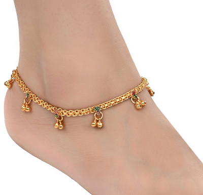 AanyaCentric Gold Plated Anklets Payal Pair Alloy Anklet(Pack of 2)