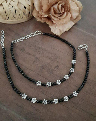 HIGH TRENDZ Pair of 2 Flower Anklets Alloy Anklet(Pack of 2)