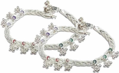 LAKSHYA COLLECTIONS Traditional designer silver plated anklets (9.5 inches length) Alloy Anklet