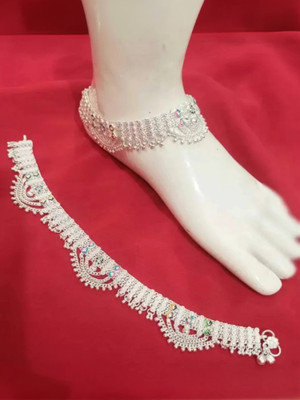 TAMMA FASHION Beautiful Silver Plated Bridal Payal For Women One Pair Alloy Anklet Alloy Anklet