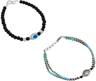 HIGH TRENDZ Combo pack of 2 Single Leg Beads Alloy Anklet(Pack of 2)