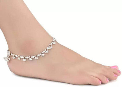 LAKSHYA COLLECTIONS Traditional designer silver plated anklets (9.5 inches length) Alloy Anklet