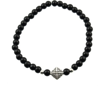 house of common Black Beads With Oxidised Charm Alloy Anklet