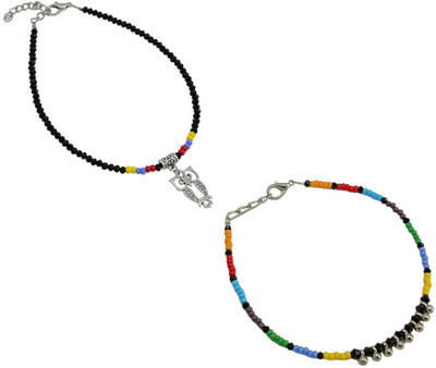 HIGH TRENDZ Combo pack of 2 Single Leg Beads Alloy Anklet(Pack of 2)