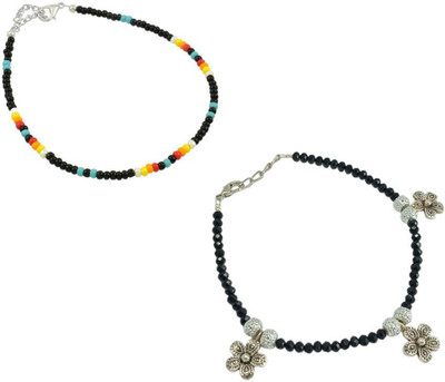 HIGH TRENDZ Combo pack of 2 Single Leg Crystal Alloy Anklet(Pack of 2)