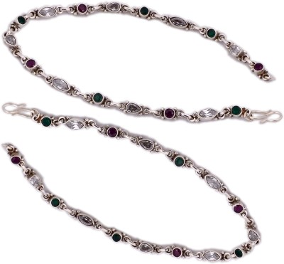 PeenZone 92.5 Silver Colorful Sterling Silver Anklet(Pack of 2)
