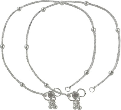 Charms Stylish Ethenic Silver Silver Beads Studded Alloy Anklet(Pack of 2)