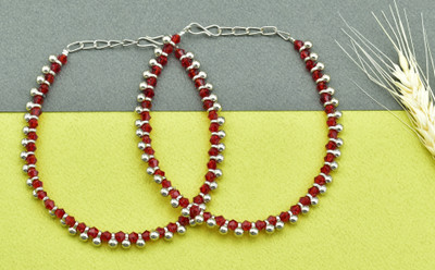 HIGH TRENDZ Pair of 2 Red Crystal Anklets Crystal Anklet(Pack of 2)