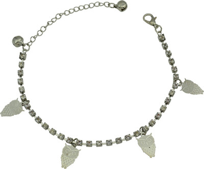 HIGH TRENDZ Elegant Silver Owl Charm Alloy Anklet