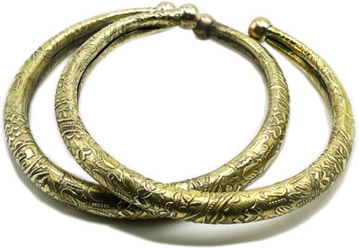 the style court Oxidized Golden Traditional Rajasthani Jewelry, Kada Payal Style B Alloy Anklet