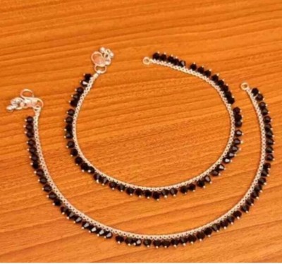 yuvaan crystal Black Nass 555......5 no ....anklets for girls & women Stainless Steel Anklet(Pack of 2)