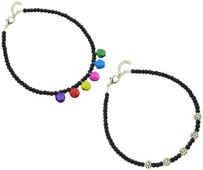 HIGH TRENDZ Combo pack of 2 Single Leg Beads Alloy Anklet(Pack of 2)