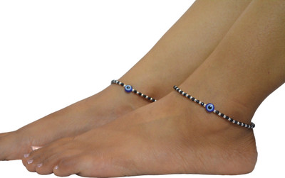 AamNa Enterprises Pair of 2 Evileye Anklets and Payal Alloy Anklet(Pack of 2)