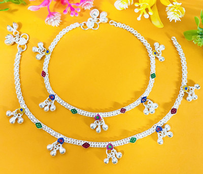 SONU SELECT Pure Gota Chandi White Metal Anklet Silver Anklet Pajeb Payal Alloy Anklet