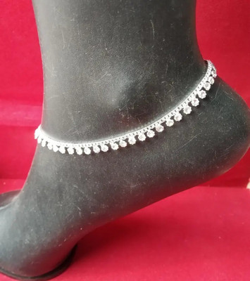 N.K.S White Stone Women Anklet Alloy Anklet (Pack of 2) Alloy Anklet