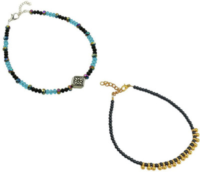 HIGH TRENDZ Combo pack of 2 Single Leg Beads Alloy Anklet(Pack of 2)