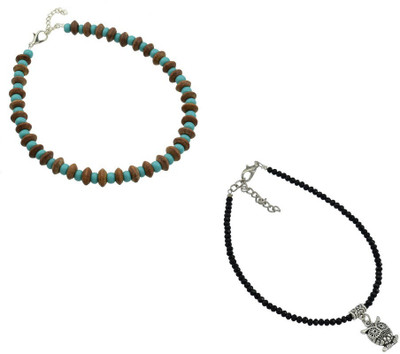 HIGH TRENDZ Combo pack of 2 Single Leg Beads Alloy Anklet(Pack of 2)