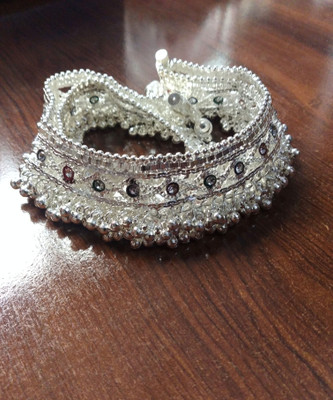 Qrown Heavy Payal Alloy, Silver Anklet(Pack of 2)