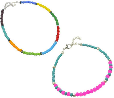 HIGH TRENDZ Combo pack of 2 Single Leg Beads Alloy Anklet(Pack of 2)