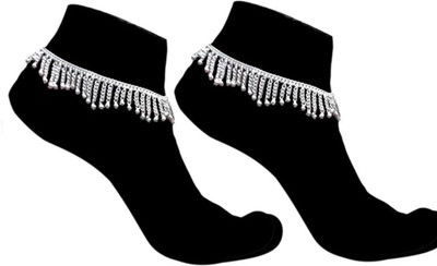 AANYACRYSTAL Anklet for girls & women.,......plain pardaa jhaler Sterling Silver Anklet(Pack of 2)