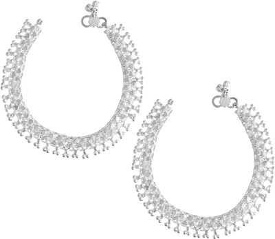 Silvermerc Designs Silver-plated Square Beaded Oxidised Chain Anklet Brass Anklet