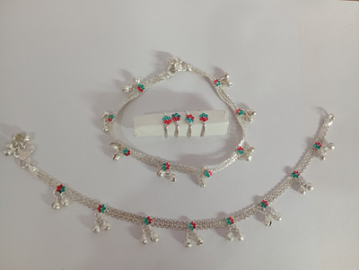 STEPGEAR Bridal fancy payal,ghungroo payal,heavy payal, Sterling Silver Toe Anklet(Pack of 2)