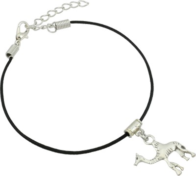 house of common Stylish Silver Charm In Black Thread Cotton Dori Anklet