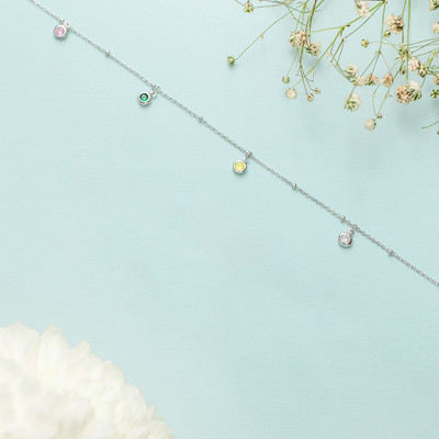 ZAVYA Color Drops 925 Sterling Silver Anklet | With Certificate of Authenticity Sterling Silver Anklet