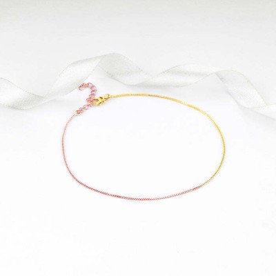 GIVA 925 Silver Rose Gold And Golden Cable Chain Anklet for Women Sterling Silver Toe Anklet