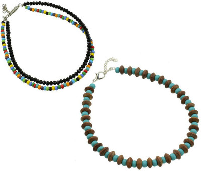 HIGH TRENDZ Combo pack of 2 Single Leg Beads Alloy Anklet(Pack of 2)