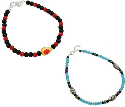 HIGH TRENDZ Combo pack of 2 Single Leg Beads Alloy Anklet(Pack of 2)