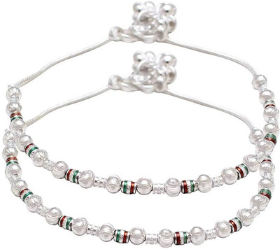 LAKSHYA COLLECTIONS Traditional designer silver plated anklets (9.5 inches length) Alloy Anklet