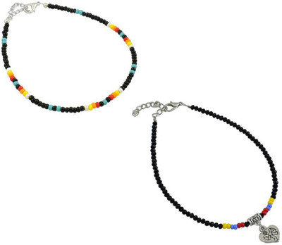 HIGH TRENDZ Combo pack of 2 Single Leg Beads Alloy Anklet(Pack of 2)