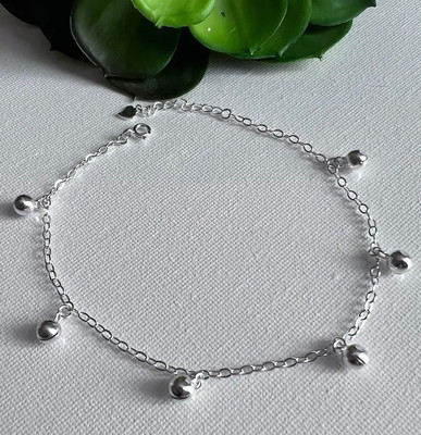 Shrivas 925 Sterling Silver Ball Anklet Silver Anklet