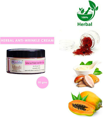 Khadi Rishikesh Herbal Anti Wrinkle Cream Saffron Papaya, anti aging cream is the result of acombination of natural oils and botanical extract that gradually restore the radiant appearance of skin, minimizing signs of aging and dark spot.it is enriched with vitamin c & e to protect skin from the dam Khadi Rishikesh Herbal Anti Wrinkle Cream Saffron Papaya, anti aging cream is the result of acombination of natural oils and botanical extract that gradually restore the radiant appearance of skin, minimizing signs of aging and dark spot.it is enriched with vitamin c & e to protect skin from the dam