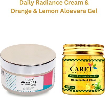 Caret Organic Vitamin C Daily Radiance Cream And Aloevera Orange Vitamin C Gel - Cruelty Free(150 g)