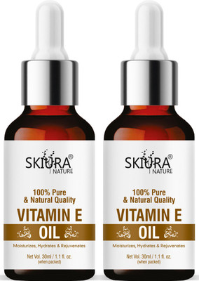 Skiura Nature Pure Vitamin E Oil For Hair Growth, Skin, Nail, Eyelashes, Beard, Cracked Heels(60 ml)